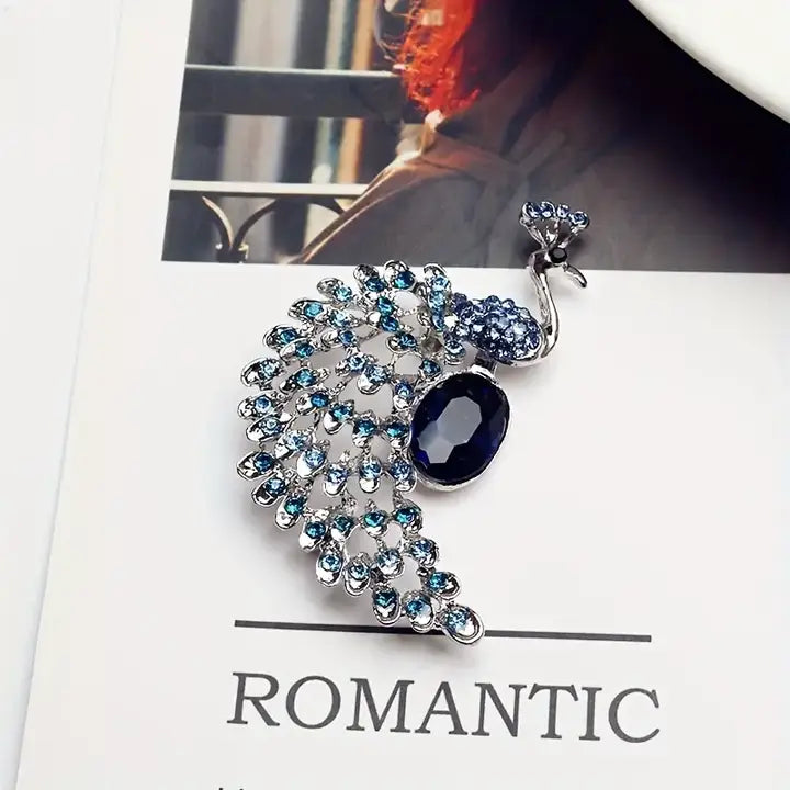 Peacock Rhinestone Brooch